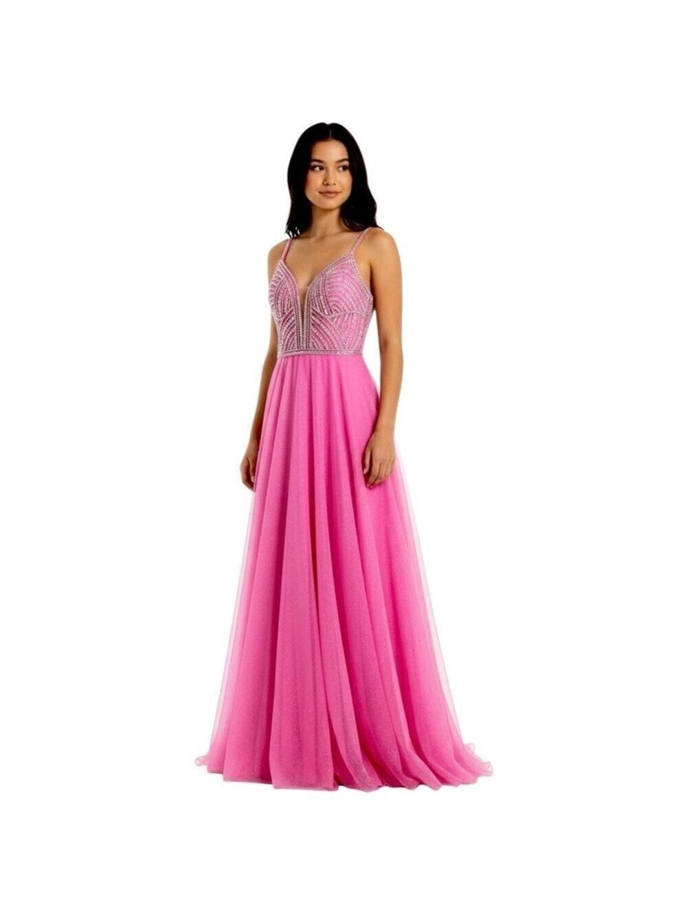 Vienna Prom Dress Pink with Silver Rhinestones Size 2